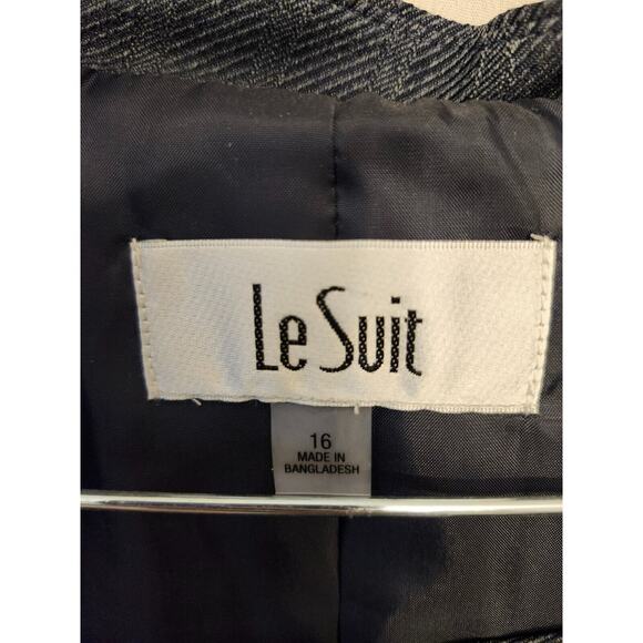 Le Suit Dark Blue Gray Pinstripe Blazer and Pants Set - Picture 5 of 9
